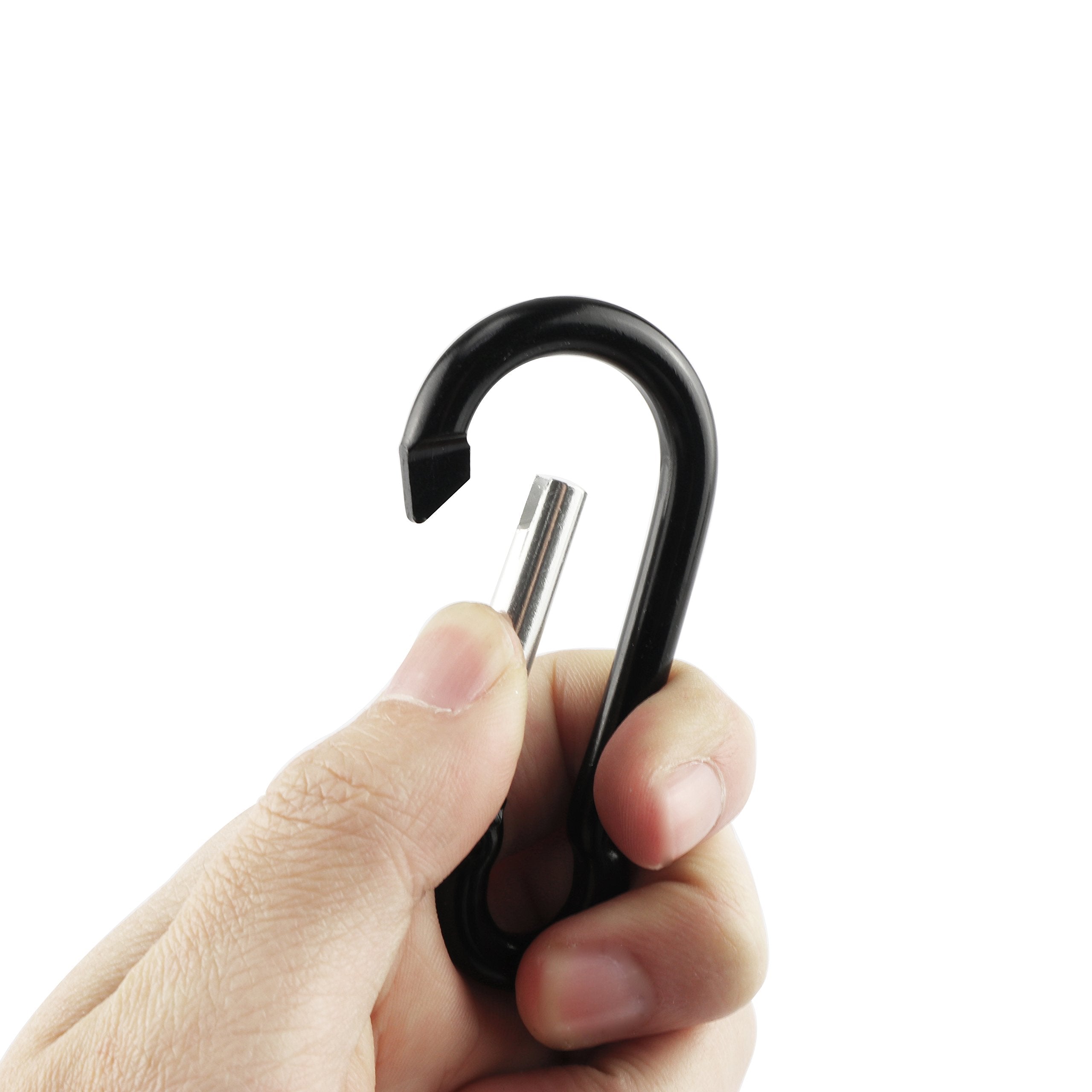 Swatom Aluminum Carabiner Clip 3.1 Inches Spring Snap Hook Keyring Carabiners Black For Camping Traveling Hiking Keychains Outdo