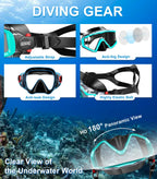 Aegend Snorkeling Gear for Adults, Dry Snorkel Set Panoramic View Enhanced Anti-Leak and Anti-Fog Technology, Adjustable Strap f