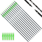 Tiger Archery 30Inch Carbon Arrow Practice Hunting Arrows With Removable Tips For Compound & Recurve Bow(Pack Of 12) (Light Gree