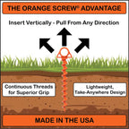 Orange Screw: The Ultimate Ground Anchor  Large 2 Pack Tent Stakes  Made In Usa (Orange)