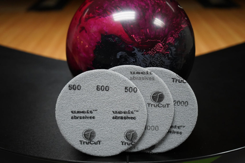 Trucut Sanding Pads  3 Pack  500, 1000, 2000 Grit  5'' Diameter  Sanding Pads Made For Bowling Balls  Surface Management  Bowlin