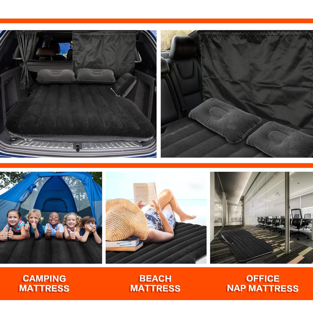 Tallew 12 Pcs Car Air Mattress Back Seat Inflatable Bed Suv Car Camping Backseat Truck Air Mattress Curtain Divider Window Shade