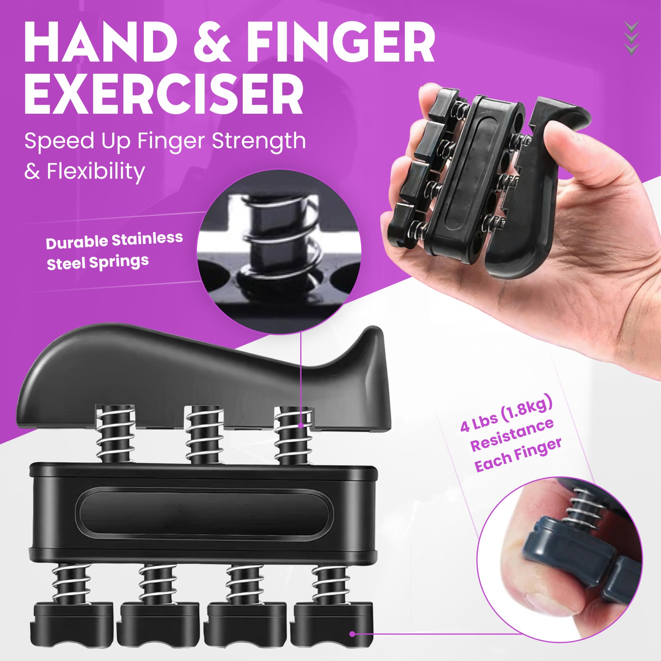Hand Gripper Strengthener, 7 Pack Adjustable Resistance 22-220Lbs (10-100Kg) Forearm Exerciser, Grip Strength Trainer For Muscle