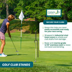 Grip Up Golf - Stainless Steel Golf Club Stand (Black). Made In The Usa With Stainless Steel And Industial Grade Vinyl Coverings