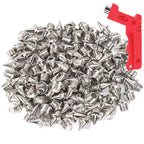 Vocool 100 Pcs 1/4Inch Silver Stainless Steel Track And Cross Country Spikes With Spike Wrench, Pyramid Replacement Track Spikes