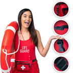 Asa Techmed Lifeguard Fanny Pack With Whistle Lanyard - Baywatch Style First Aid Hip Pack W/Adjustable Strap, Cross Logo + Zippe