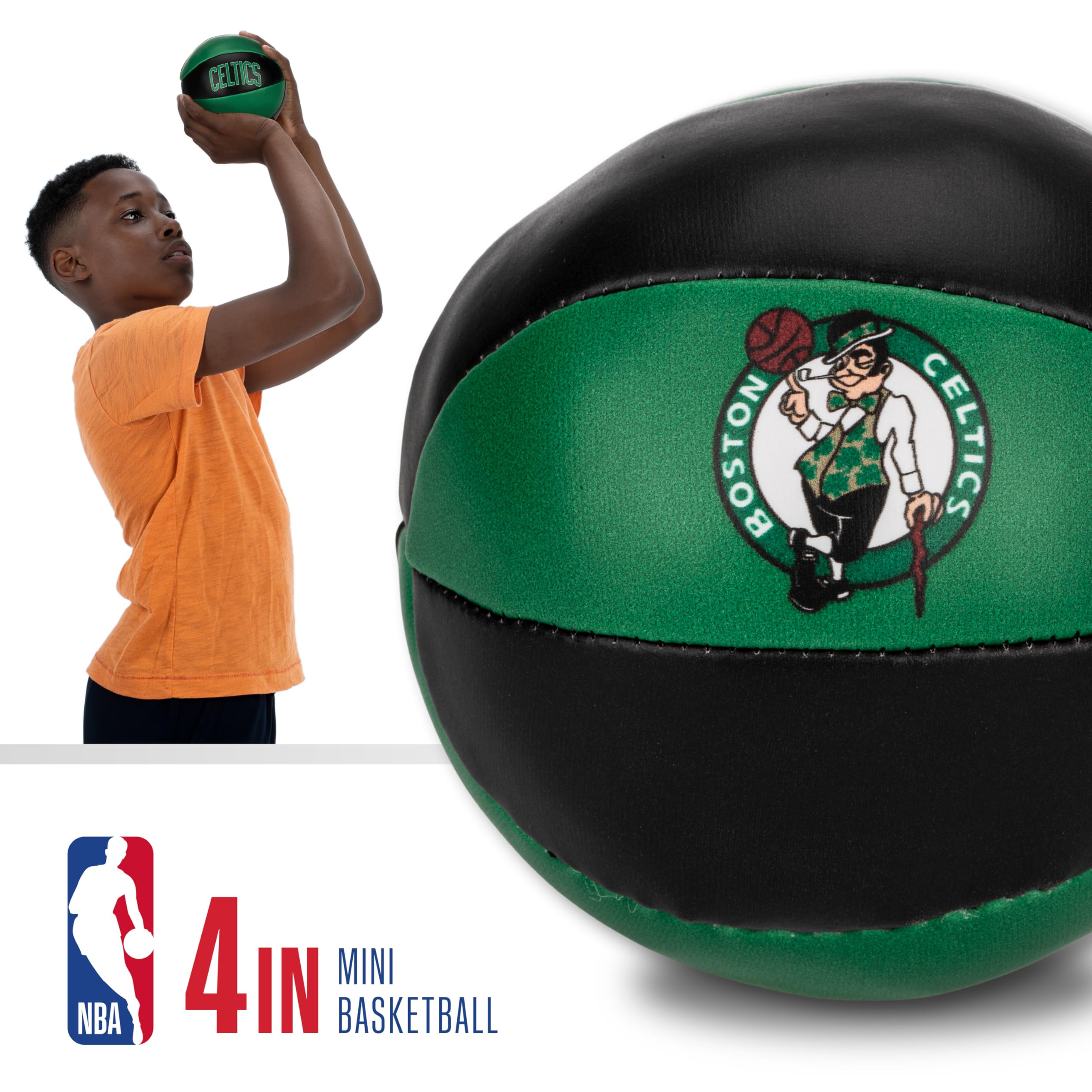 Franklin Sports Nba Boston Celtics Toy Basketballs - 2 Pack Of Kids Soft Mini Basketballs For Over The Door + Indoor Hoops - Nba