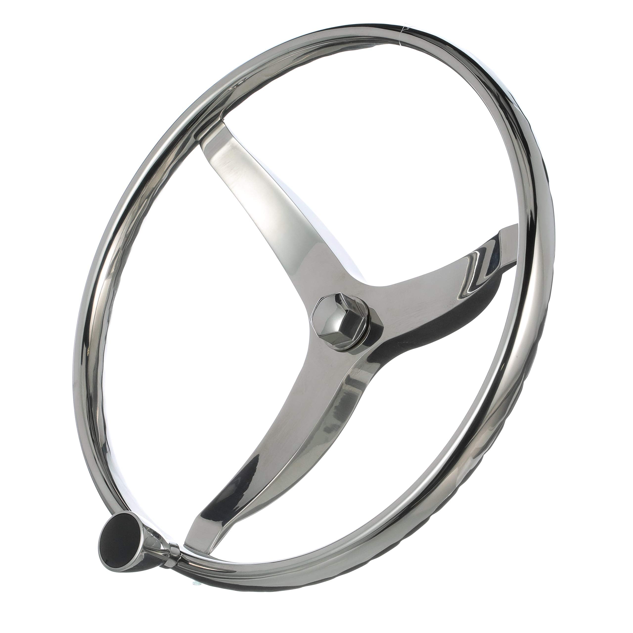Seachoice 3 Spoke Sports Steering Wheel W/Turning Knob, Fits 3/4 In. Tapered Shaft, 15.5 In. Diameter