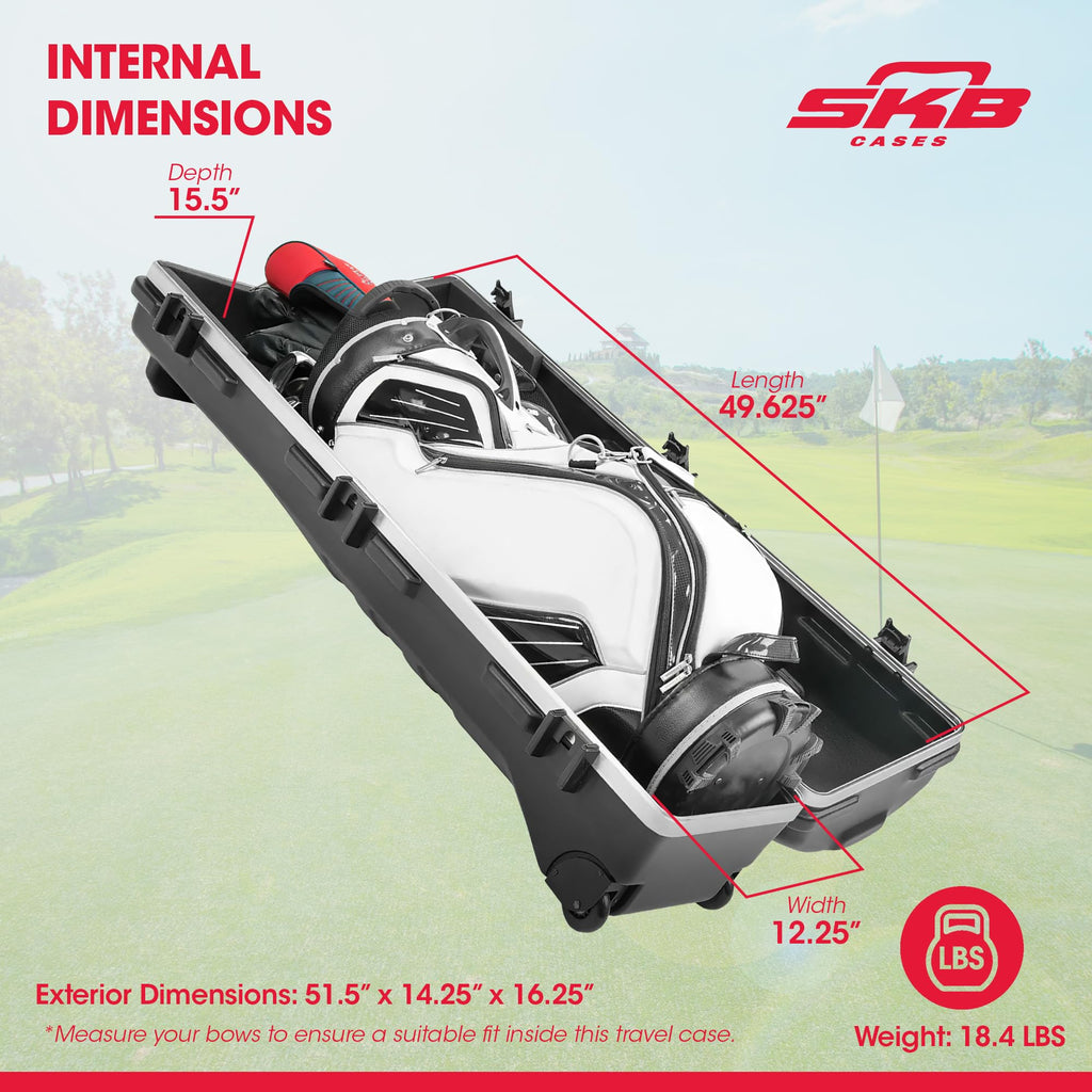 Skb Hard Shell Golf Bag, Ata Staff Pro Travel Case W/ Wheels & Latches, 49'', X-Large