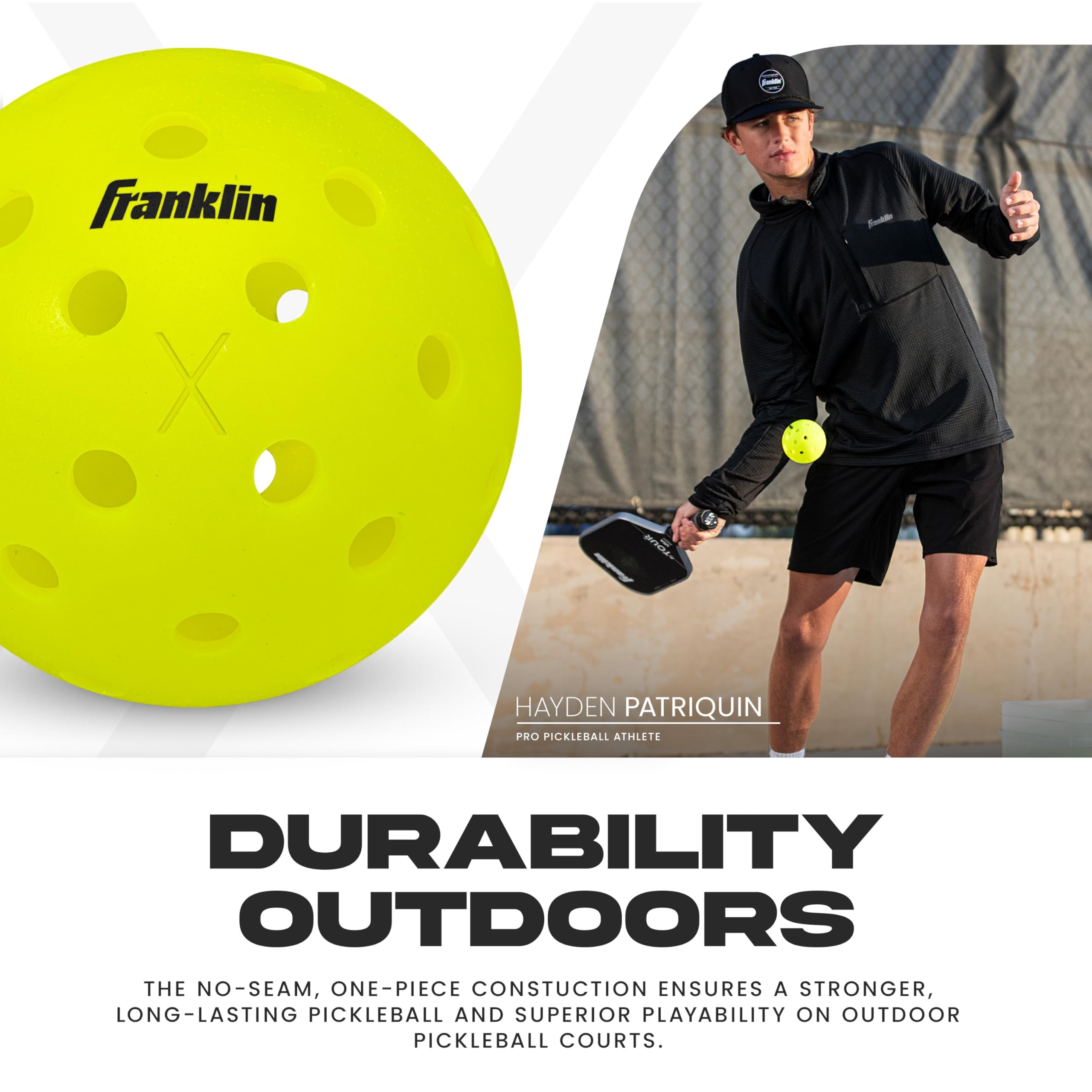 Franklin Sports X-40 Outdoor Pickleballs - Usa Pickleball (Usapa) Official - Bulk Set Of Regulation Size Outdoor Balls - Officia