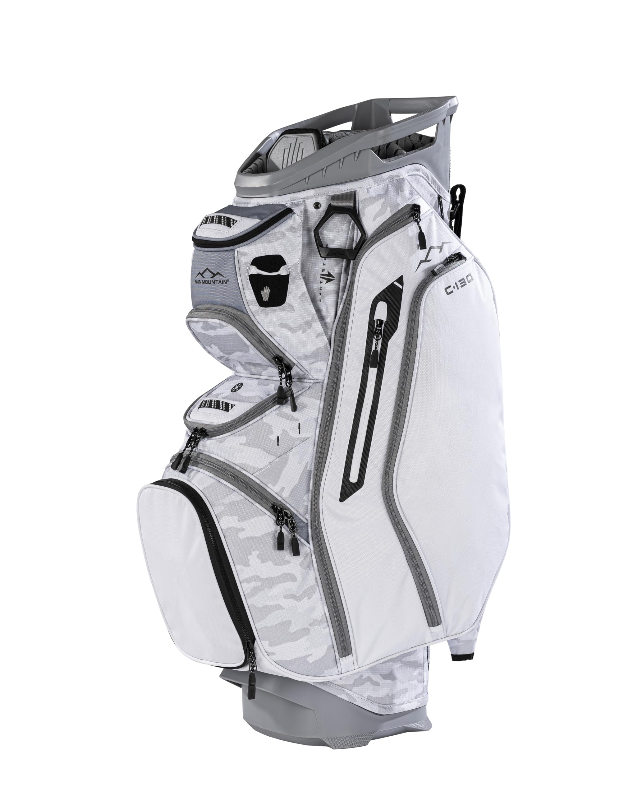 Sun Mountain Mens C130 Lightweight Cart Golf Bag, 14-Way Top, 2026 Model - Snow Camo White Cadet