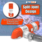 Seaflo 14B Series 12V 1100 Gph Automatic Low Profile Bilge Pump | Timer Sensing, Check Valve, 360 Installation, And 4-Year Warra