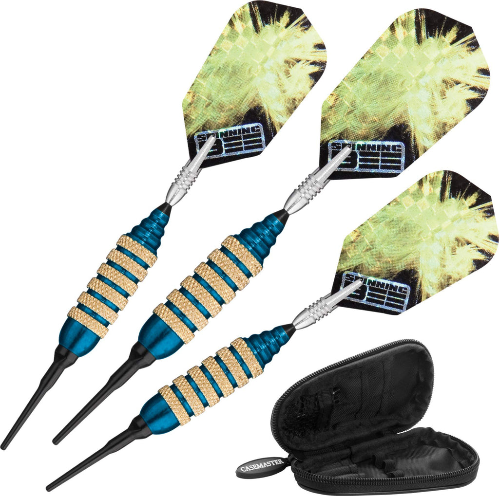 Viper Spinning Bee Soft Tip Darts With Casemaster Storage/Travel Case, Blue, 16 Grams