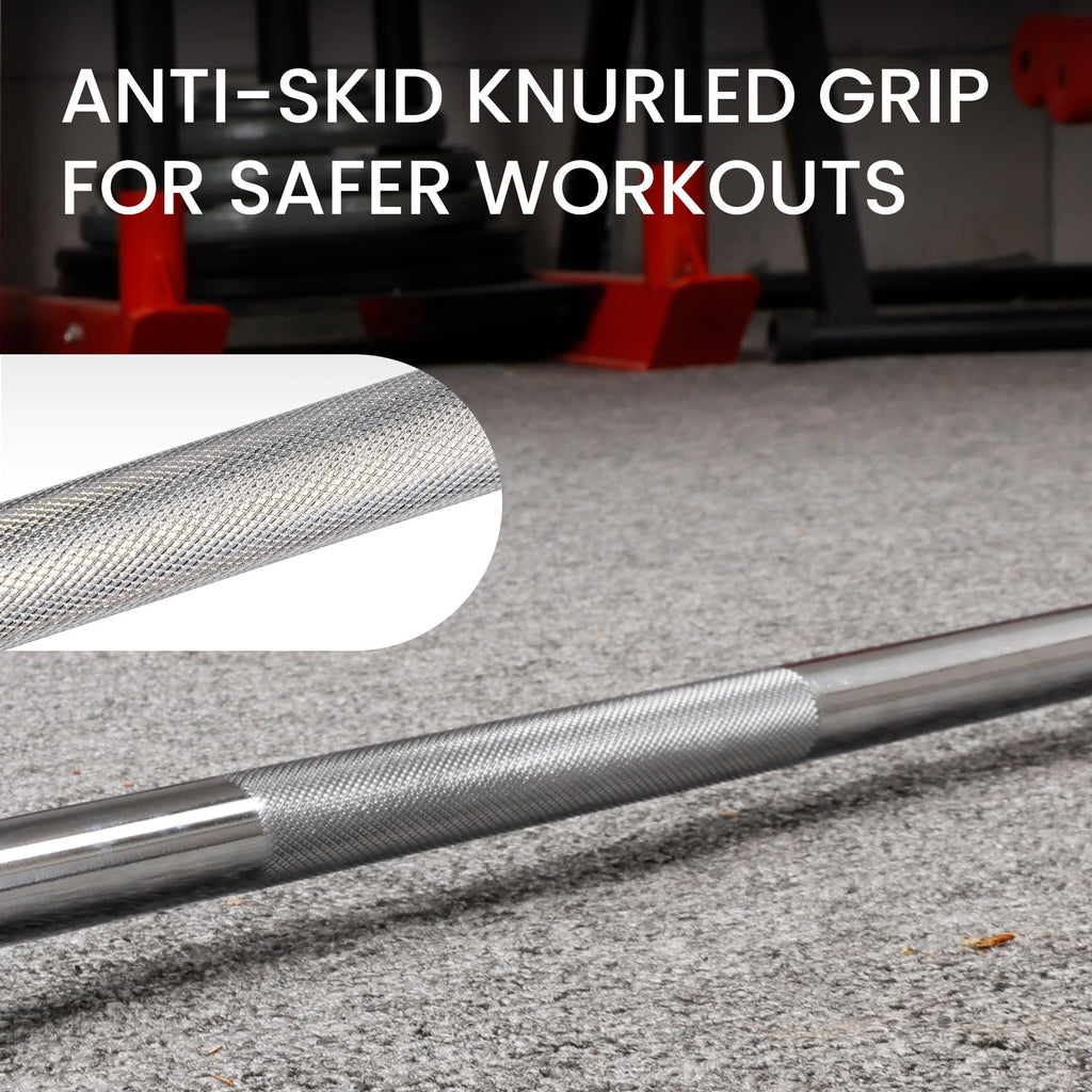 Fitvids Olympic 2-Inch Barbell Bar for Weightlifting and Powerlifting - 700 Pound Capacity - 6-Foot - Silver