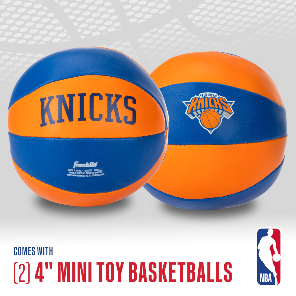 Franklin Sports Nba New York Knicks Toy Basketballs - 2 Pack Of Kids Soft Mini Basketballs For Over The Door + Indoor Hoops - Nb