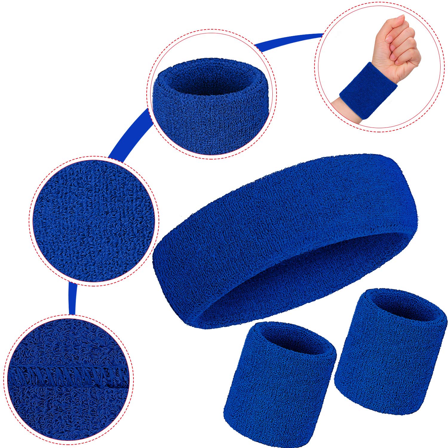 Bememo 6 Pieces Striped Sweatbands Set, Includes 2 Pieces Sports Headband And 4 Pieces Wristbands Sweatbands Colorful Striped Sw