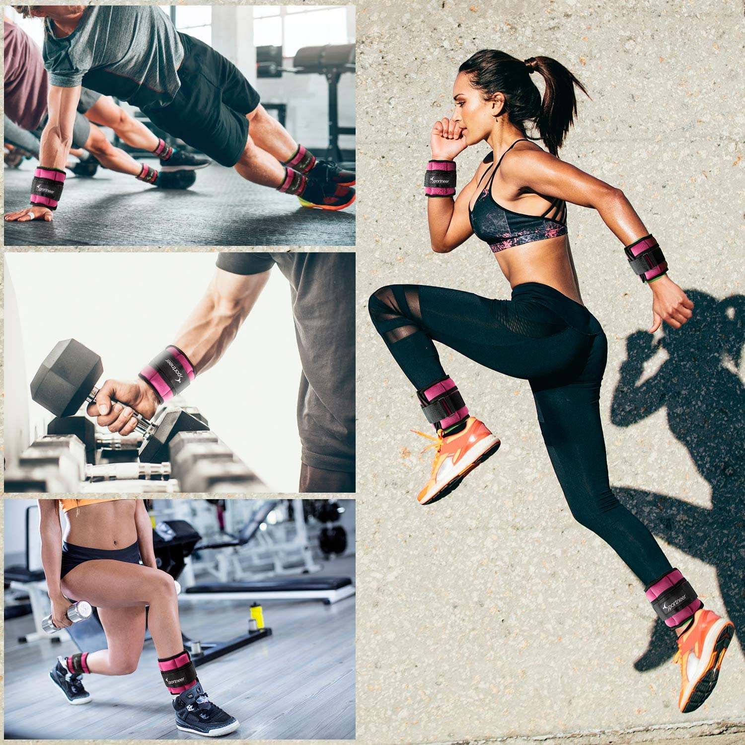 Sportneer Adjustable Ankle Weights Set 1 Pair 2 4 6 8 10 Lbs Leg Weight Straps For Women Men Kids, Weighted Ankle Weights Set Fo