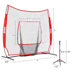 Zelus 7X7Ft Baseball Softball Practice Net | Portable Baseball Net With Tee, 2.8'' 16Oz Weighted Baseball And Carry Bag For Batt