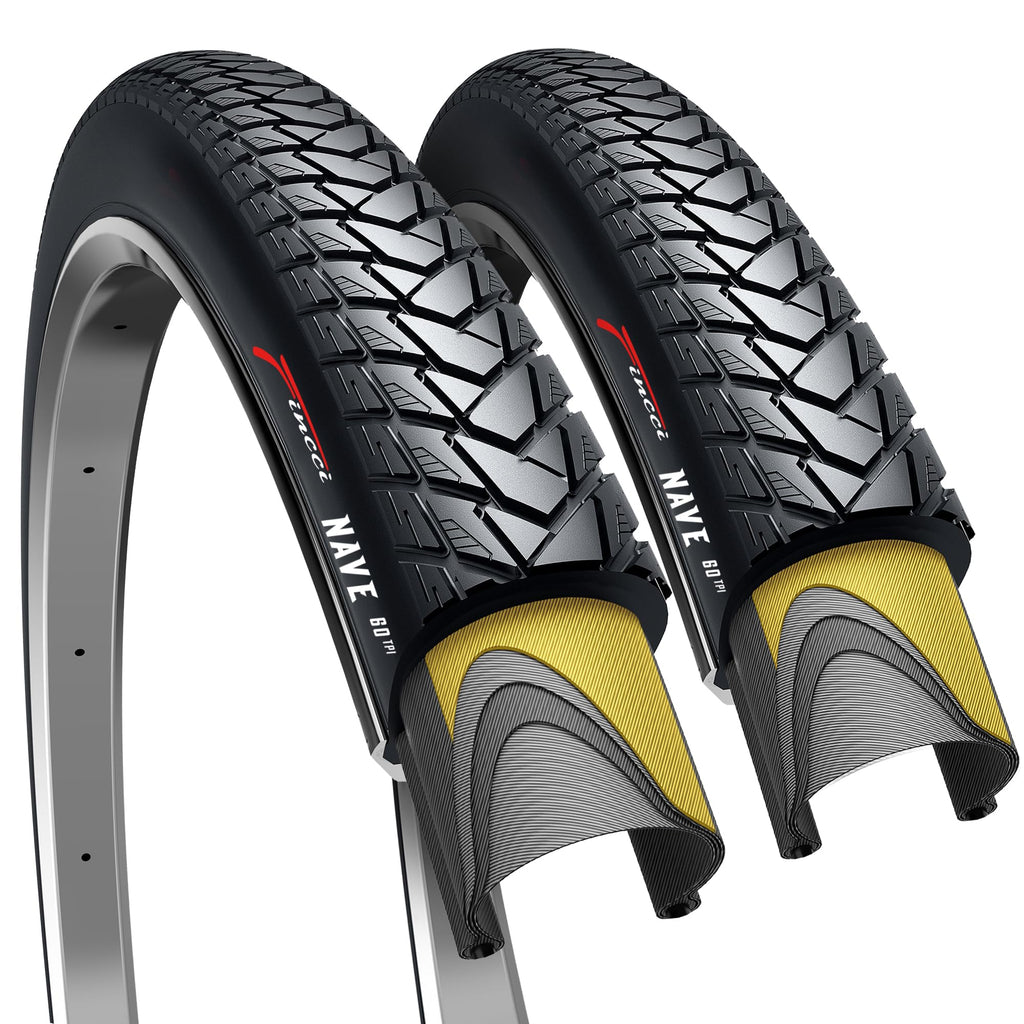 Fincci Pair 700X35C Tire 37-622 Foldable 60 Tpi City Commuter Tires With Nylon Protection For Cycle Road Mountain Mtb Hybrid Tou