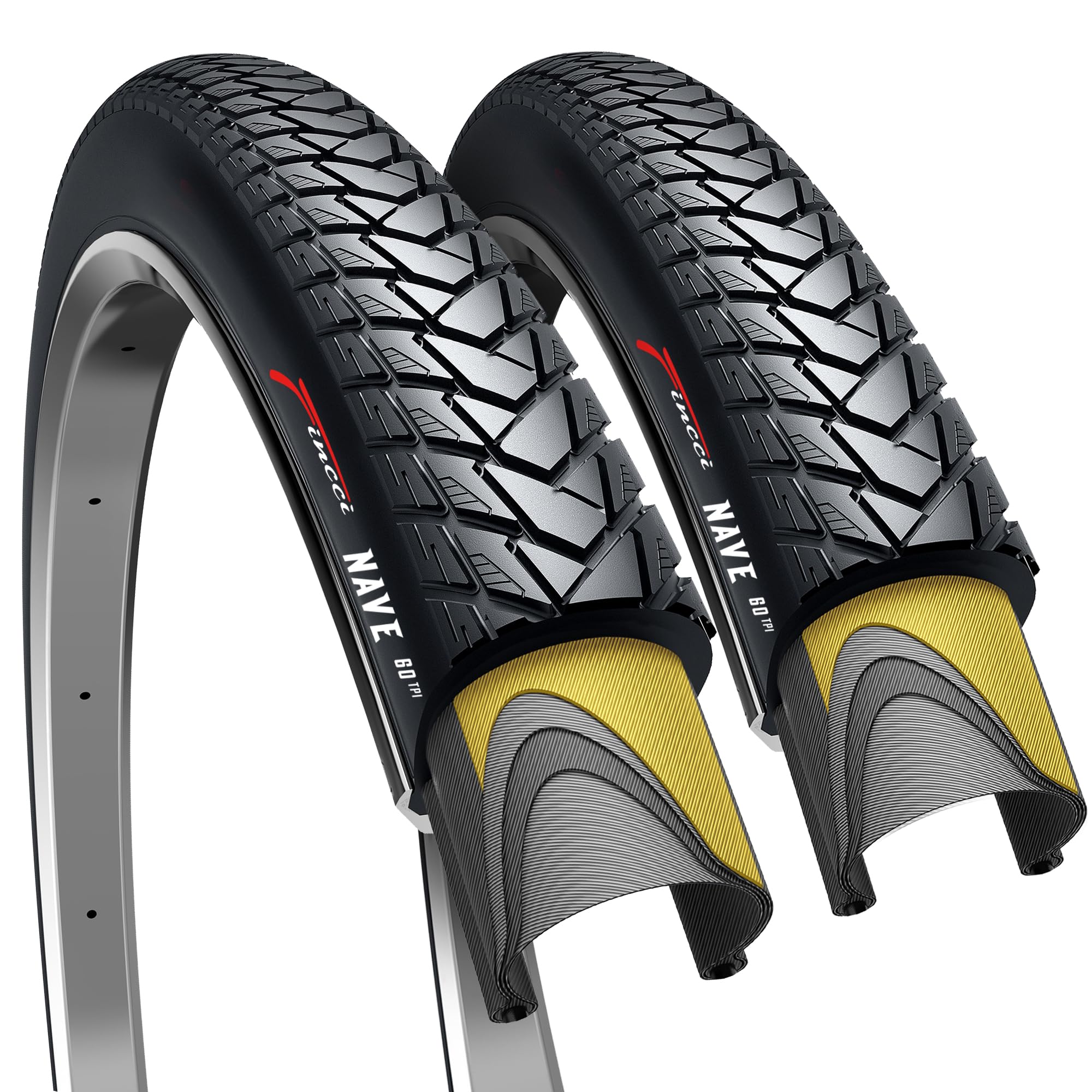 Fincci Pair 700X35C Tire 37-622 Foldable 60 Tpi City Commuter Tires With Nylon Protection For Cycle Road Mountain Mtb Hybrid Tou