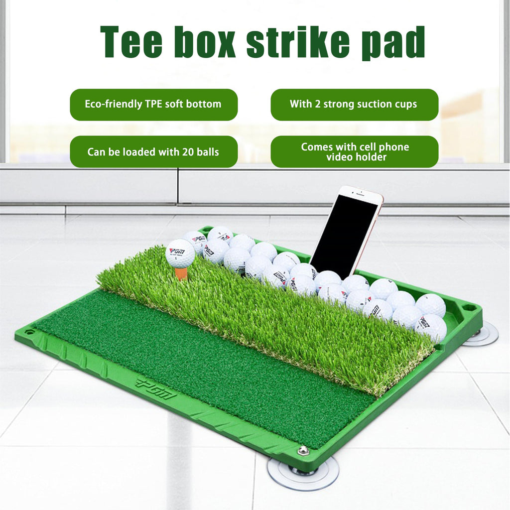 Pgm Golf Mat, 3-In-1 Golf Hitting Mats Practice With Ball Tray, Golf Hitting Training Aids For Backyard Driving Chipping Indoor