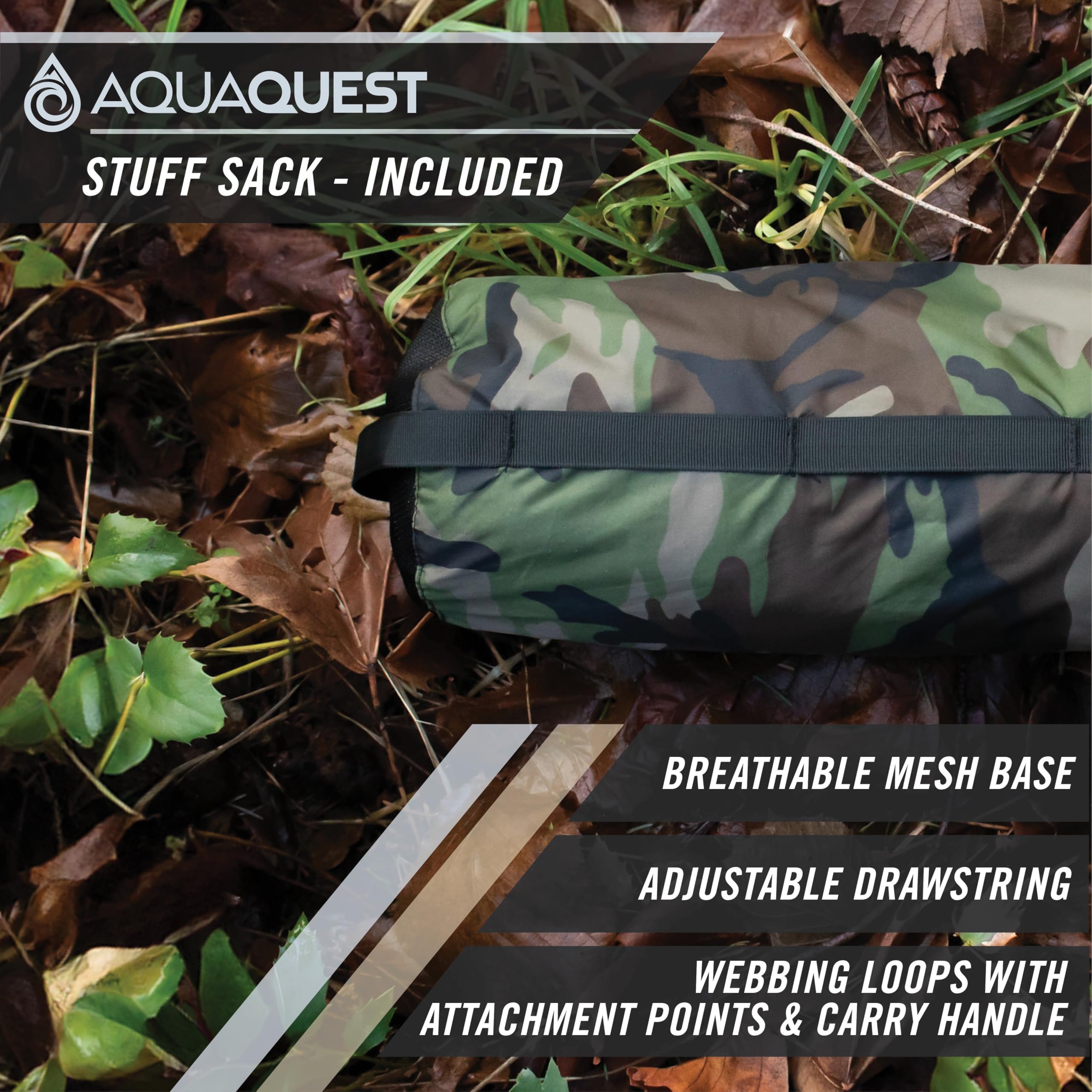 Aquaquest Defender Tarp - Heavy-Duty Waterproof (20,000 Mm) Seam-Taped Rain Fly For Camping, Bushcraft & Survival - 20  13 Woodl
