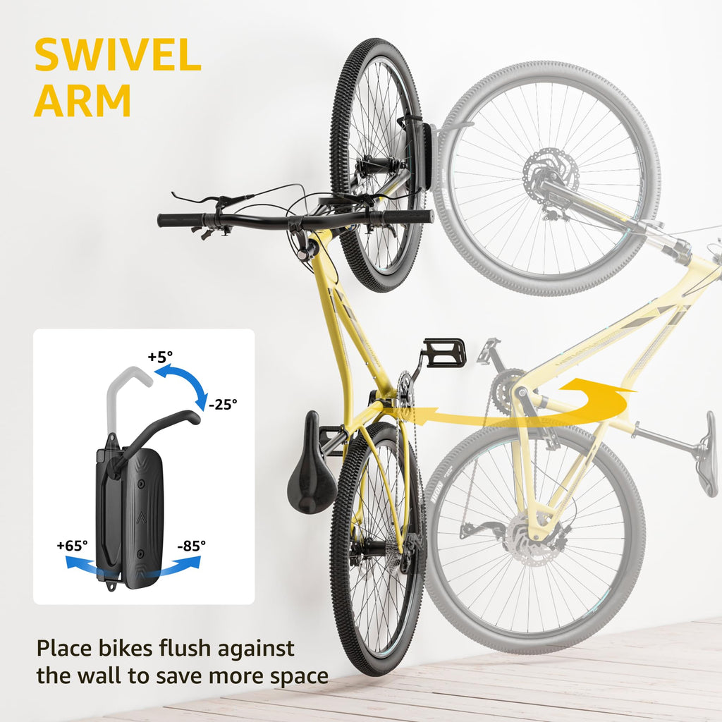 Montek Swivel Bike Wall Mount, Bike Hangers For Garage, Wall Mount Bike Rack, Space Saving Wall Bike Rack, Vertical Bike Rack Ho