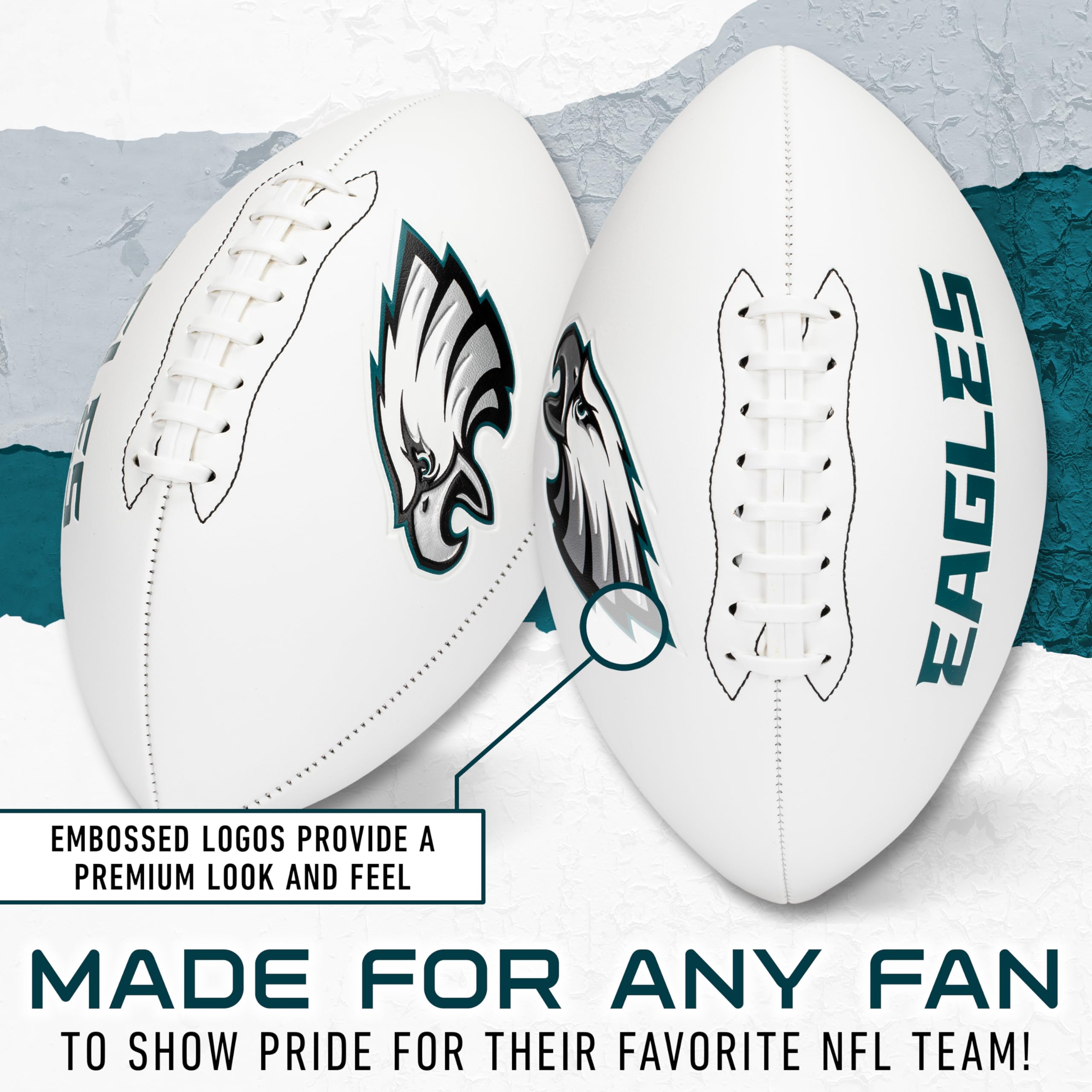 Franklin Sports Nfl Philadelphia Eagles Autograph Football - Official Size White Panel Souvenir Football For Autographs + Signat