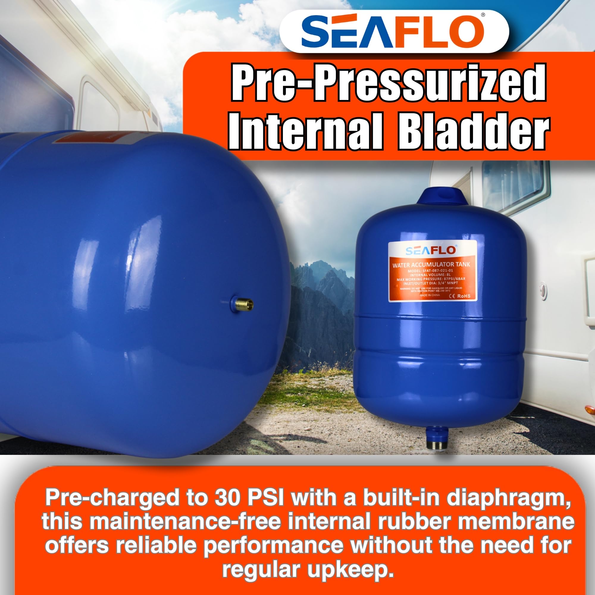 Seaflo Pre-Pressurized Accumulator Tank (2 Gallon)