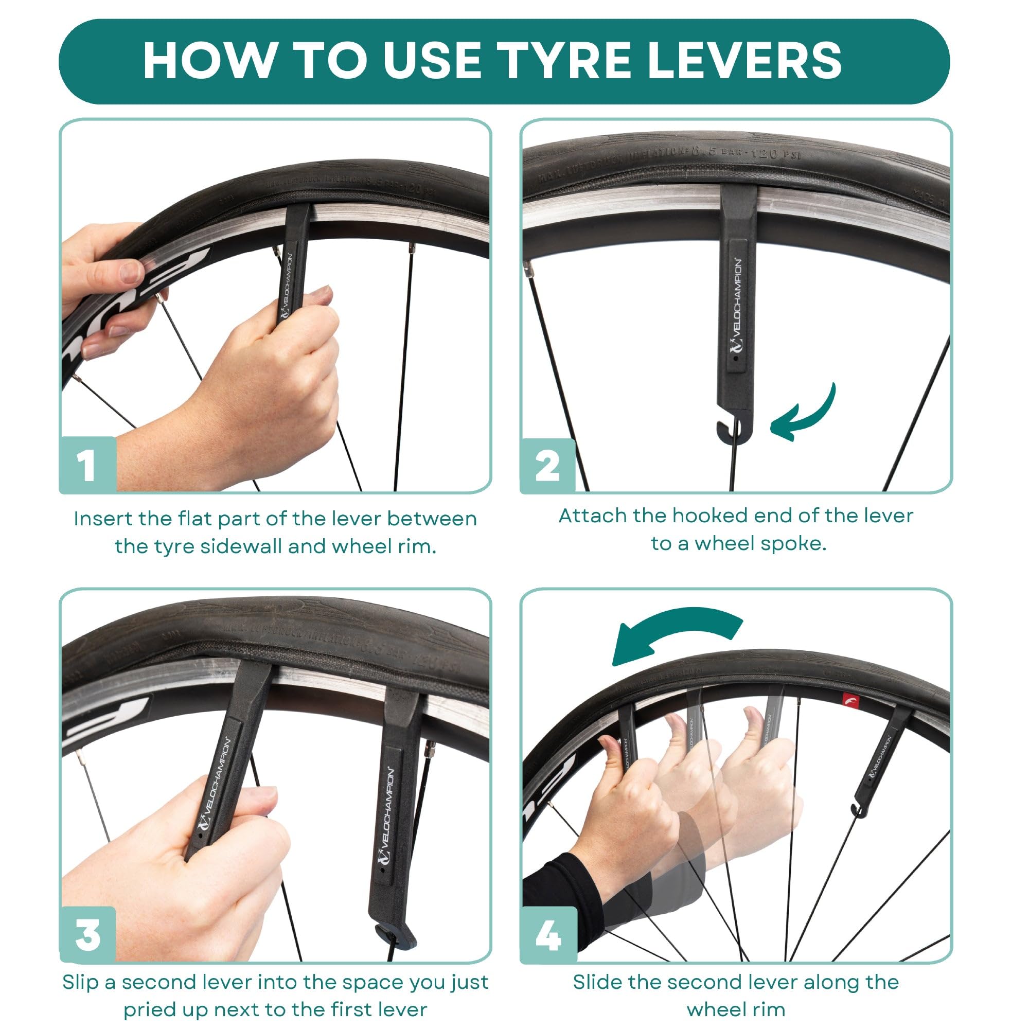 Velochampion Nylon Fibre Bike Repair Tire Levers (Set Of 3) Suitable For All Bikes