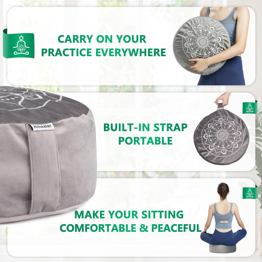 Hihealer Meditation Cushion Floor Pillow - With 2 Sets Of Comfortable Meditation Pillow Large Floor Mat Buckwheat Seat Tibetan Z