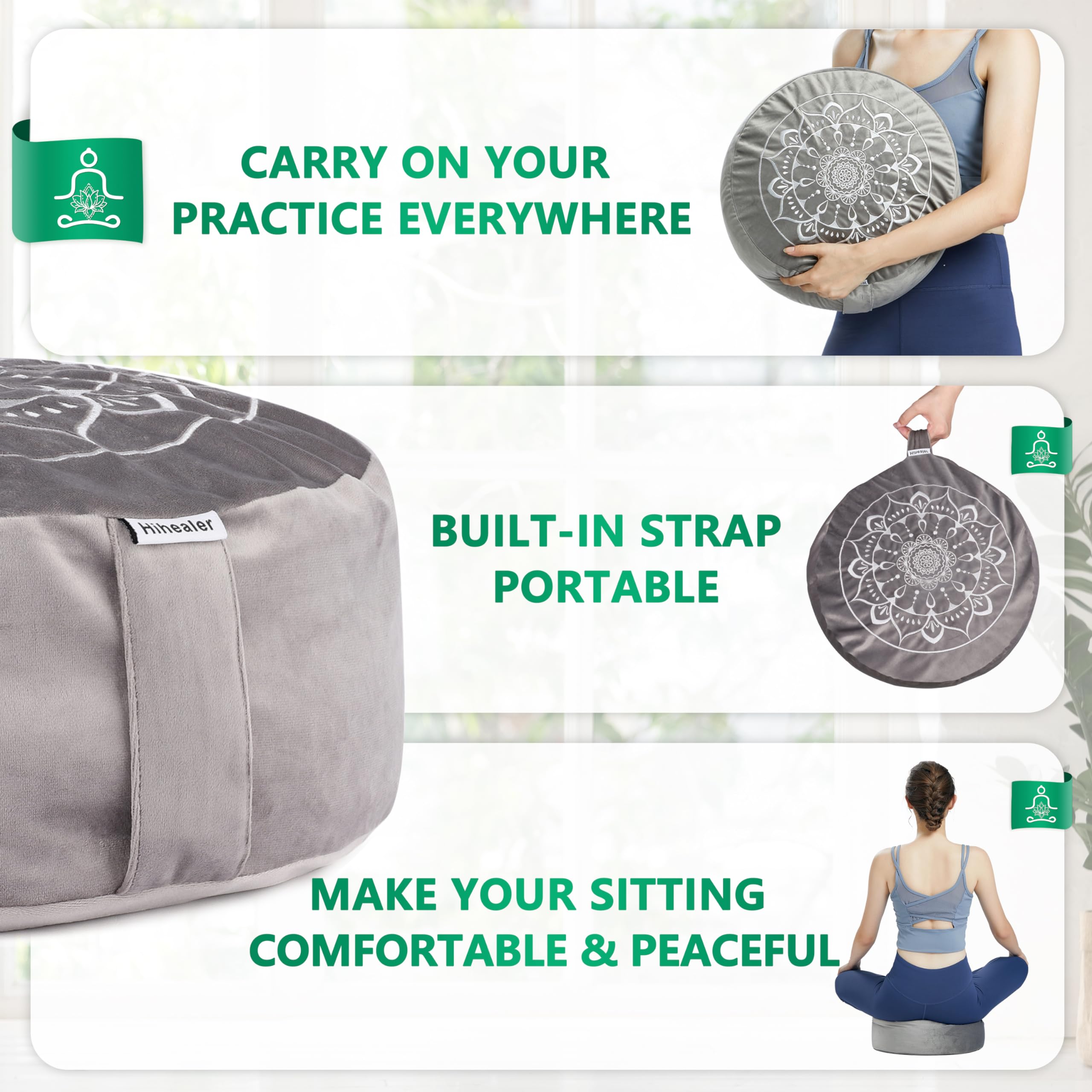 Hihealer Meditation Cushion Floor Pillow - With 2 Sets Of Comfortable Meditation Pillow Large Floor Mat Buckwheat Seat Tibetan Z