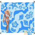 Skynautre Waterproof Sandproof Beach Blanket, 110''  118'' Oversized Sand Free Beach Mat With 4 Stakes & Storage Bag, Extra Larg