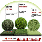 Saplize 30''X15'' Foldable 3-In-1 Golf Hitting Mat, Tight Lie, Rough And Fairway For Driving, Chipping, And Putting Training, Po