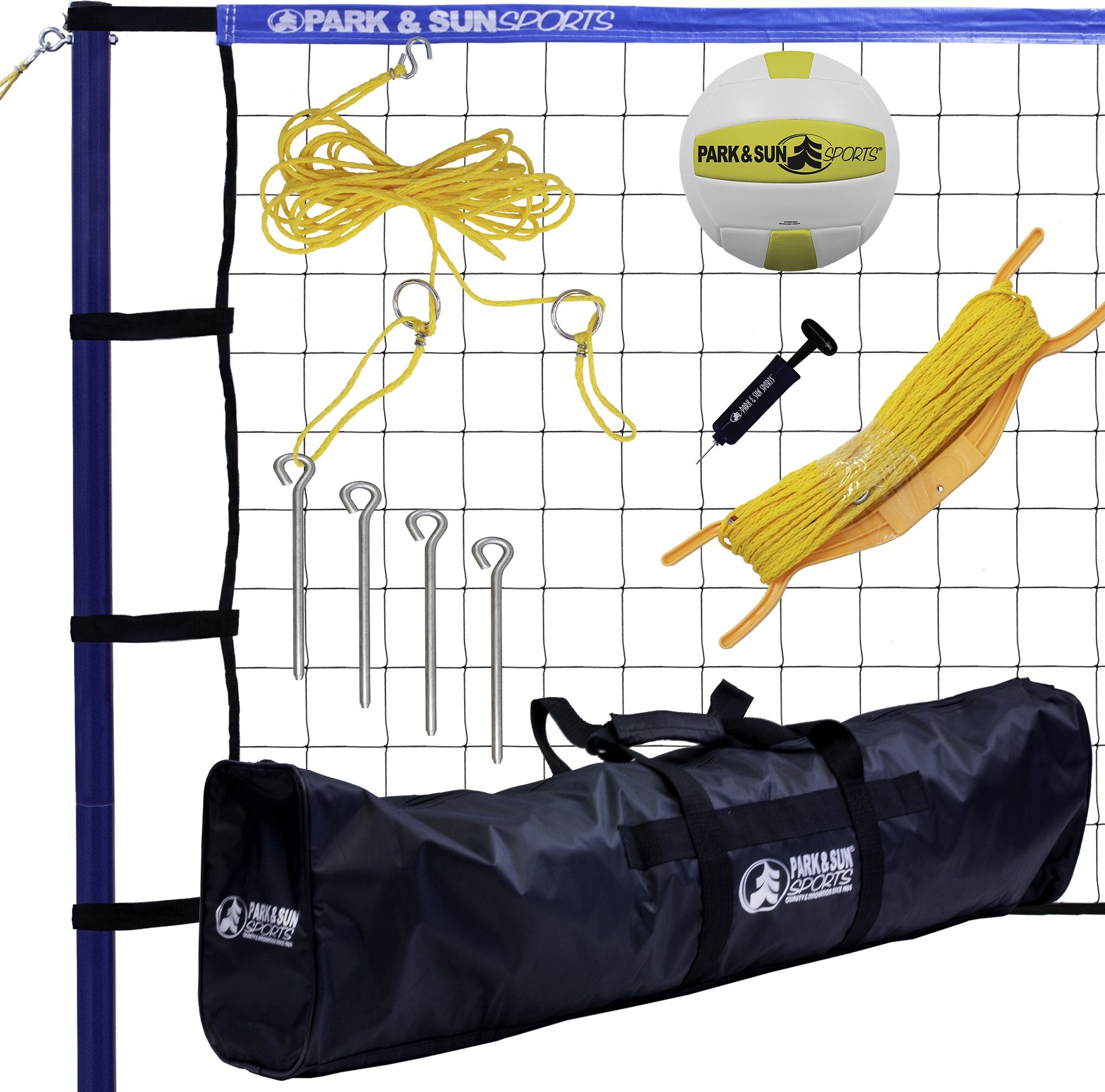 Park & Sun Sports Spiker Sport: Portable Outdoor Volleyball Net System, Blue, 32L X 3H Feet