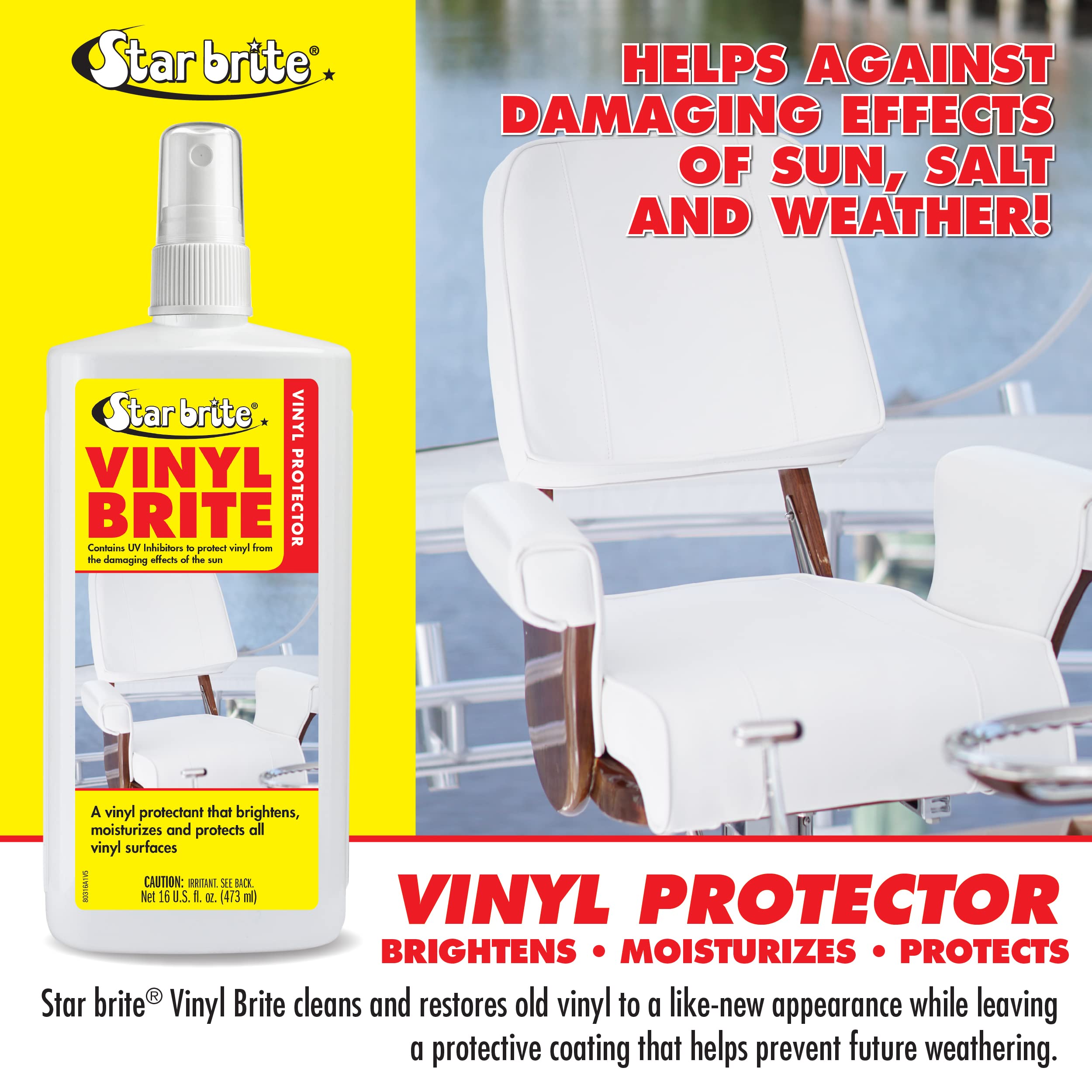 Star Brite Vinyl Brite Protectant - Marine Grade Uv Protection, Restores Shine & Flexibility For Vinyl, Rubber, Plastic, Fibergl