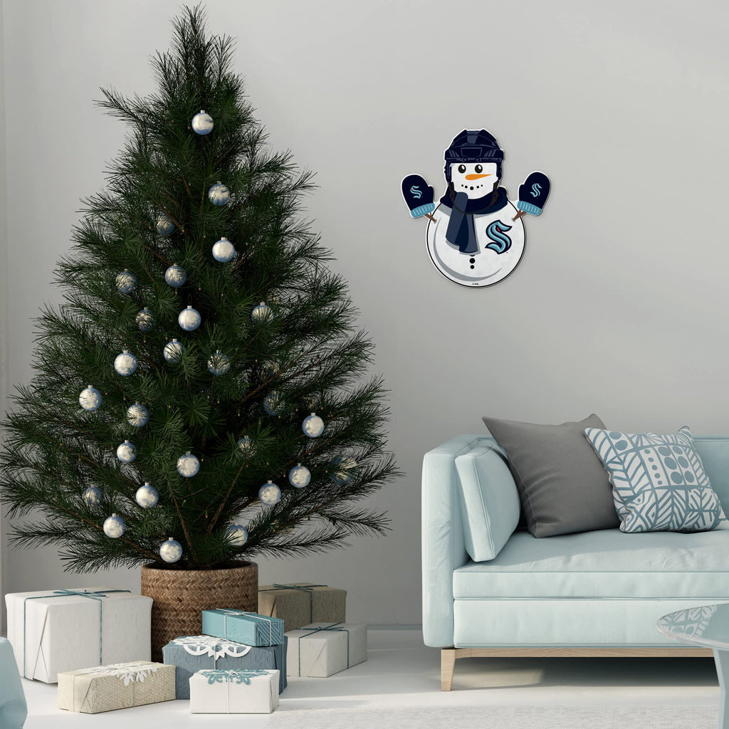 Rico Industries Nhl Hockey Seattle Kraken Snowman Shape Cut Pennant - Home And Living Room D  Cor - Soft Felt Ez To Hang