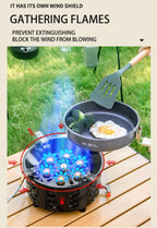 Husyop 3 In 1 Portable Windproof Camping Stove Gas Cooking Burner, 21000W Propane Burners With Piezo Ignition And Carrying Bag F