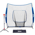Baseball and Softball Practice Net 77 Portable Hitting Training With Carry Bag & Metal Frame + Batting Tee (Blue)