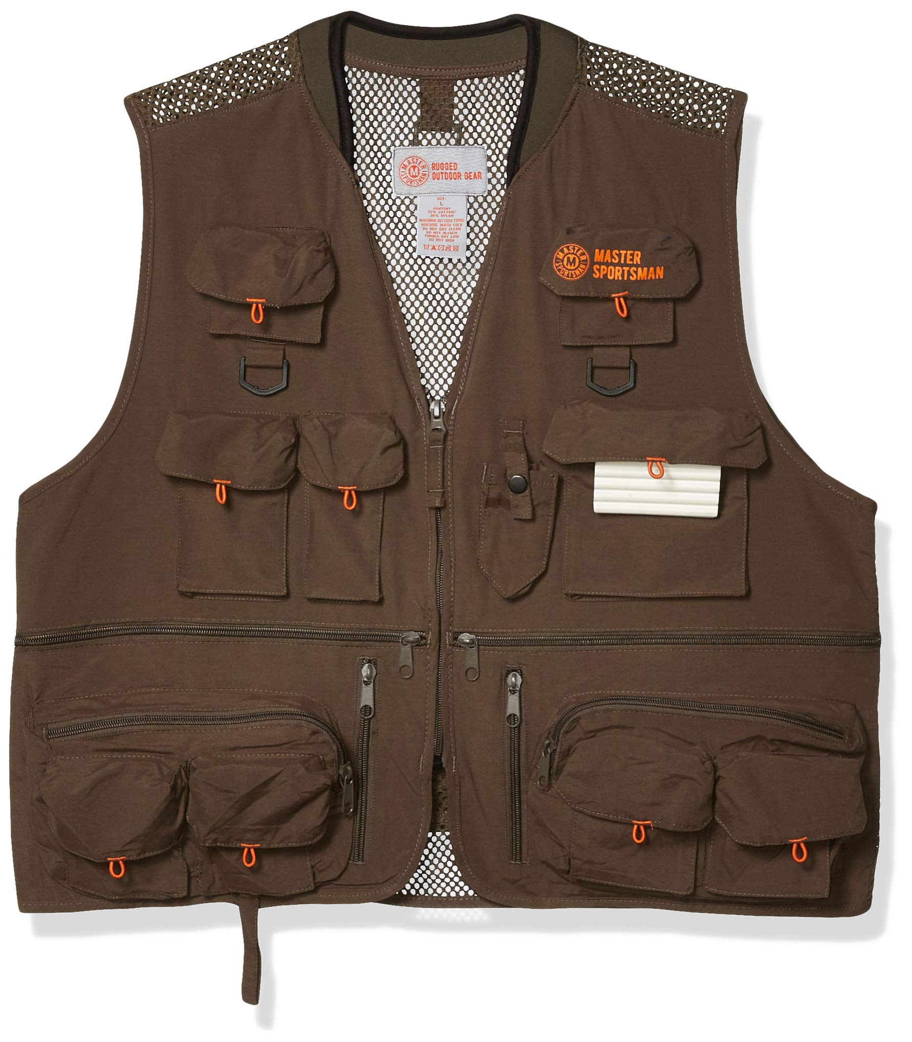Master Sportsman Mens 27 Pocket Mesh Back Fishing Vest, Large, Olive (R356O-L)