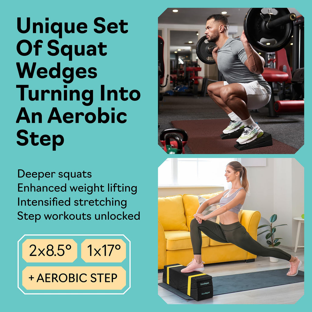 Squat Wedge - Squat Wedge Block 960 LBS Capacity - Slant Board for Calf Stretching with 5 Adjustable Angles - Calf Stretcher Sla