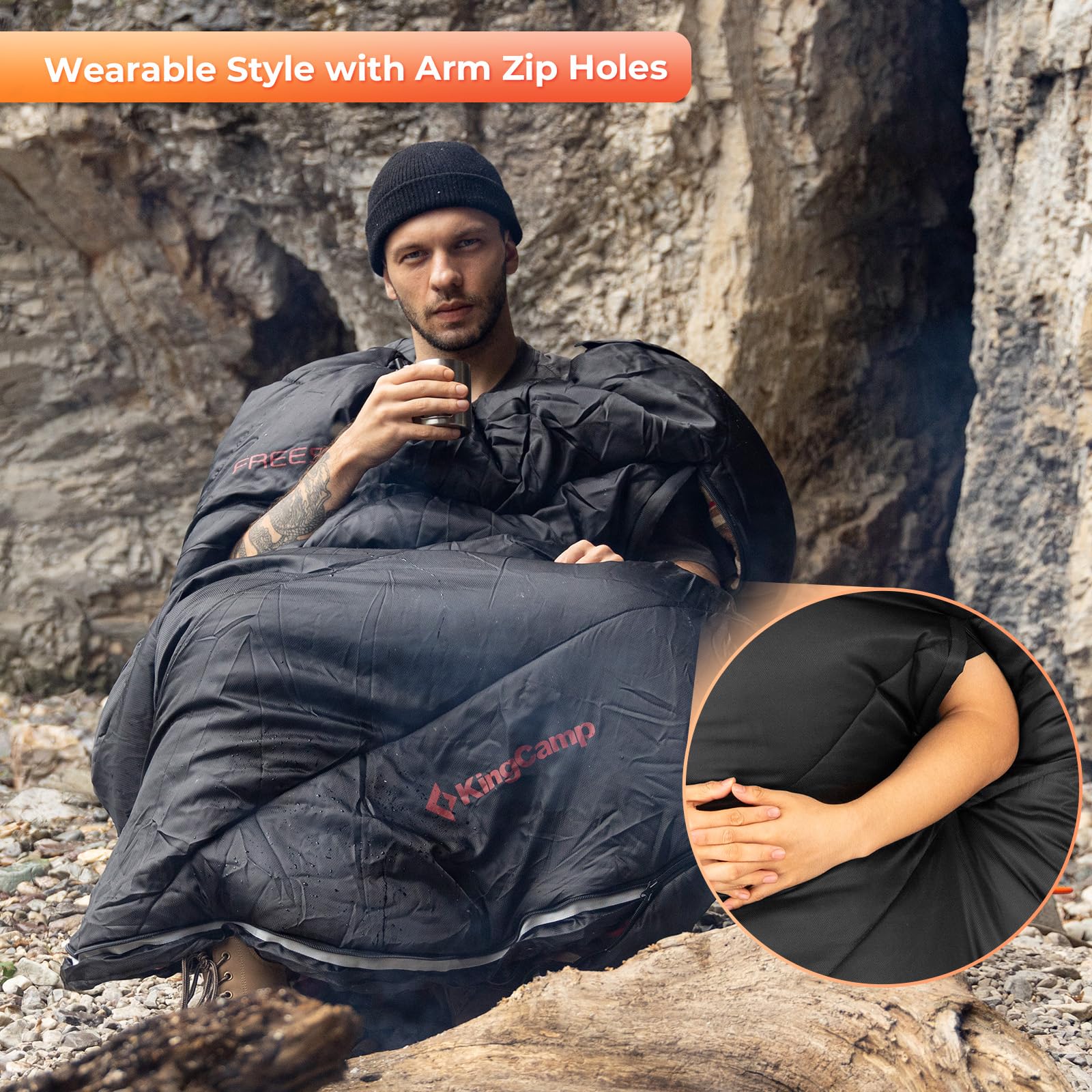 Kingcamp Sleeping Bags, Extra Wide Flannel Sleeping Bag For Adults, Lightweight, Portable, Big And Tall Wearable Sleeping Bag Fo