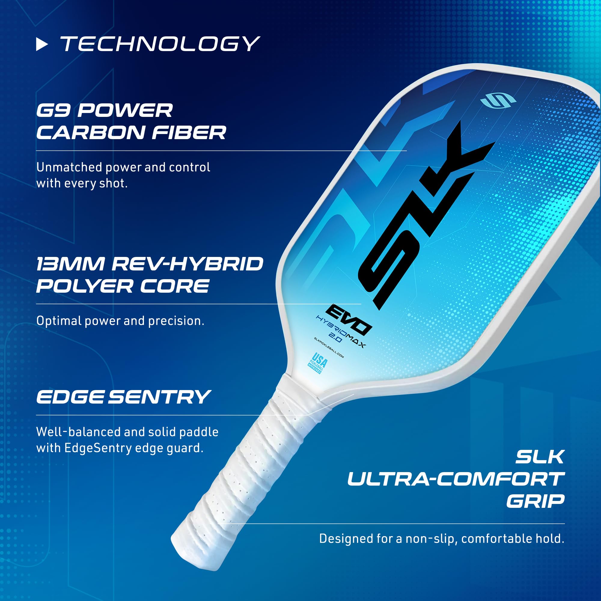 Selkirk Sport Slk Evo Hybrid Xl Pickleball Paddle By Selkirk Sport | C7-Flex Hybrid Fiberglass Pickleball Paddle Face With Spinf