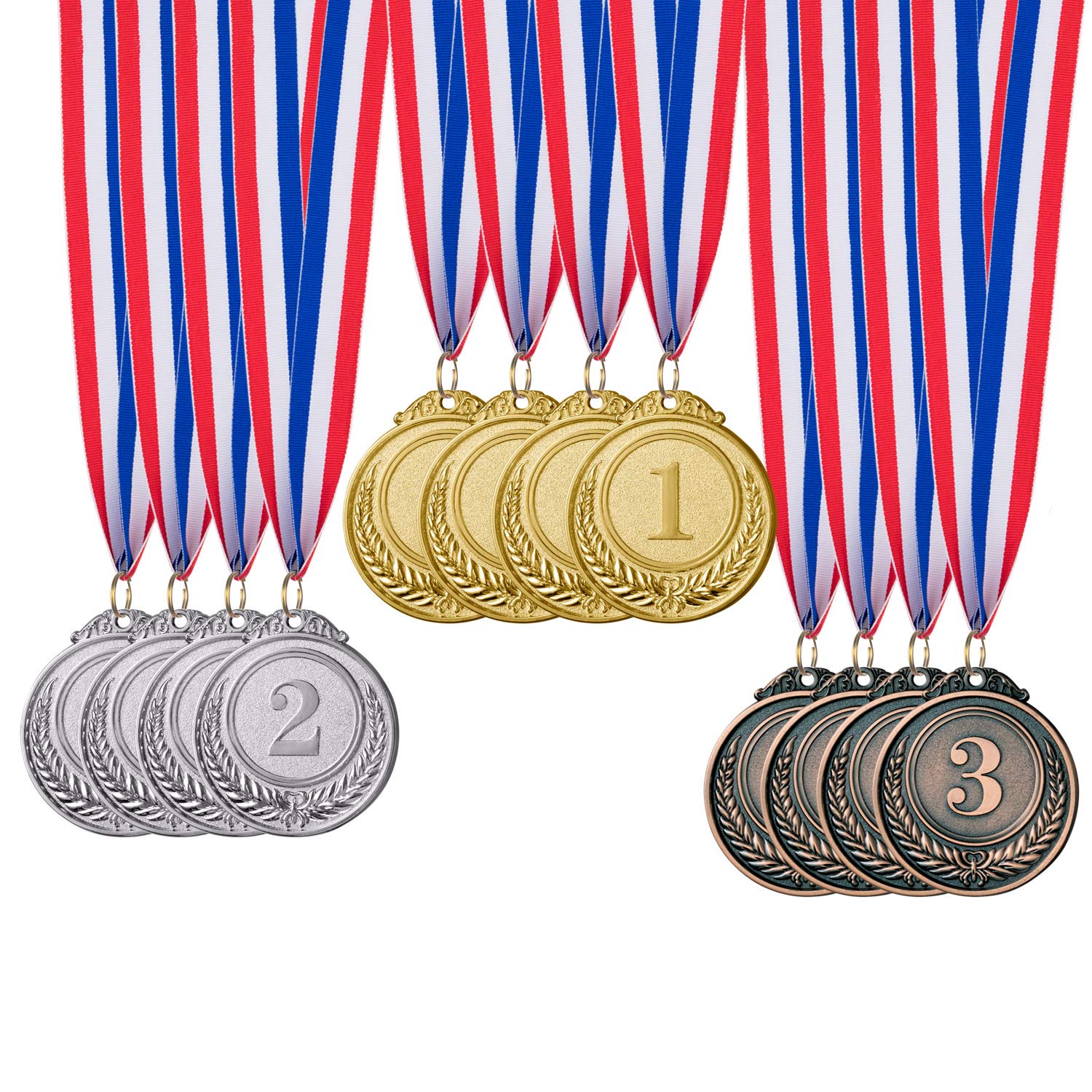 Favide 12 Pieces Gold Silver Bronze Award Medals-Winner Medals Gold Silver Bronze Prizes For Competitions, Party,Olympic Style, 