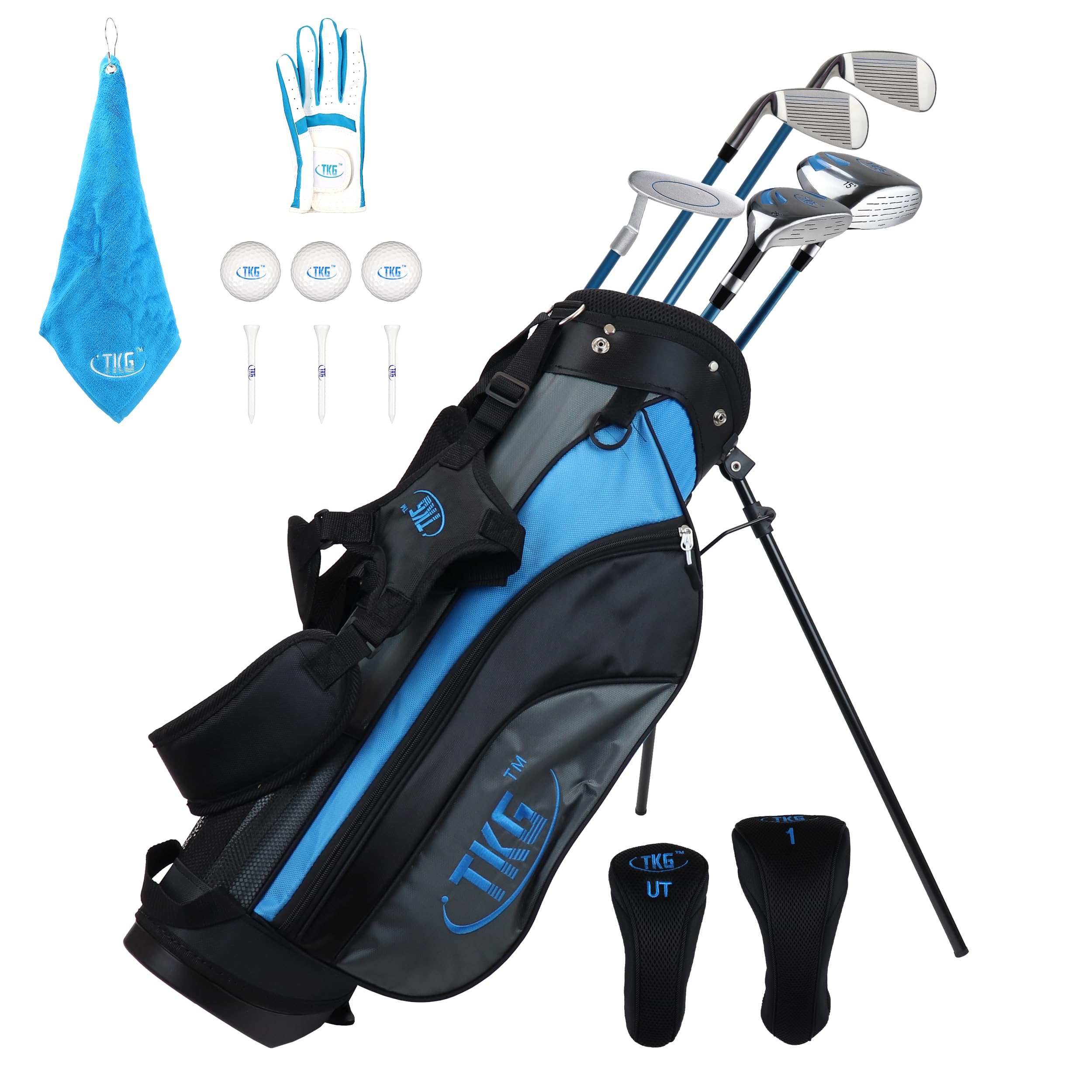 TKG Sports Youth Golf Club Set, Golf Stand Bag with Rain Hood and Accessories, Right-Handed