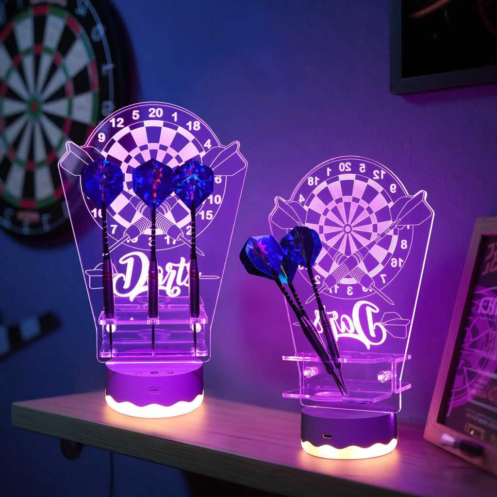 Coolgift Mart Light Up Dart Holder, 16 Colors Changing Lights Acrylic Dart Holder Stand With Remote Control, Birthday Christmas