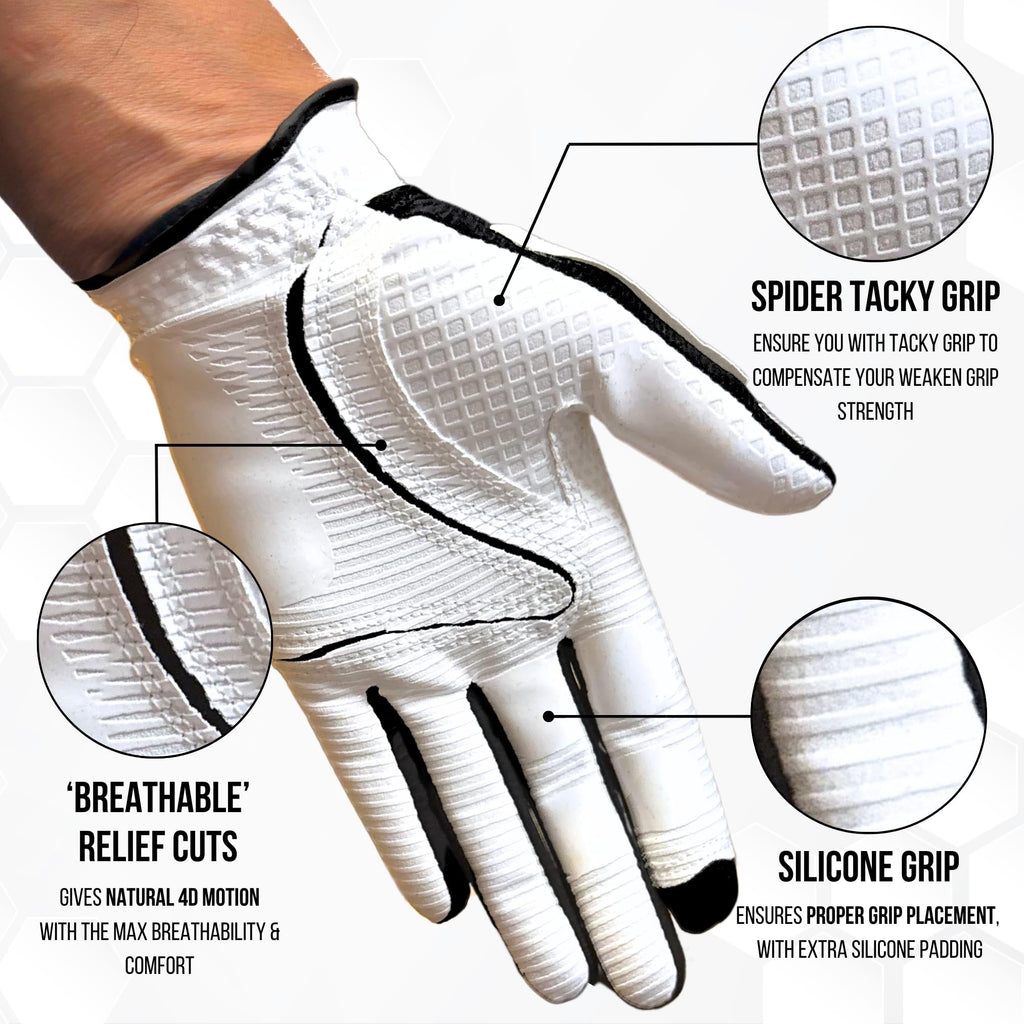 Copper Tech Mens Golf Gloves ~ 2-Pack ~ Copper-Infused ~ Worn On Right Hand For The Left-Handed Golfer One Size Fit Most