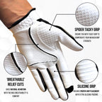Copper Tech Mens Golf Gloves ~ 2-Pack ~ Copper-Infused ~ Worn On Right Hand For The Left-Handed Golfer One Size Fit Most