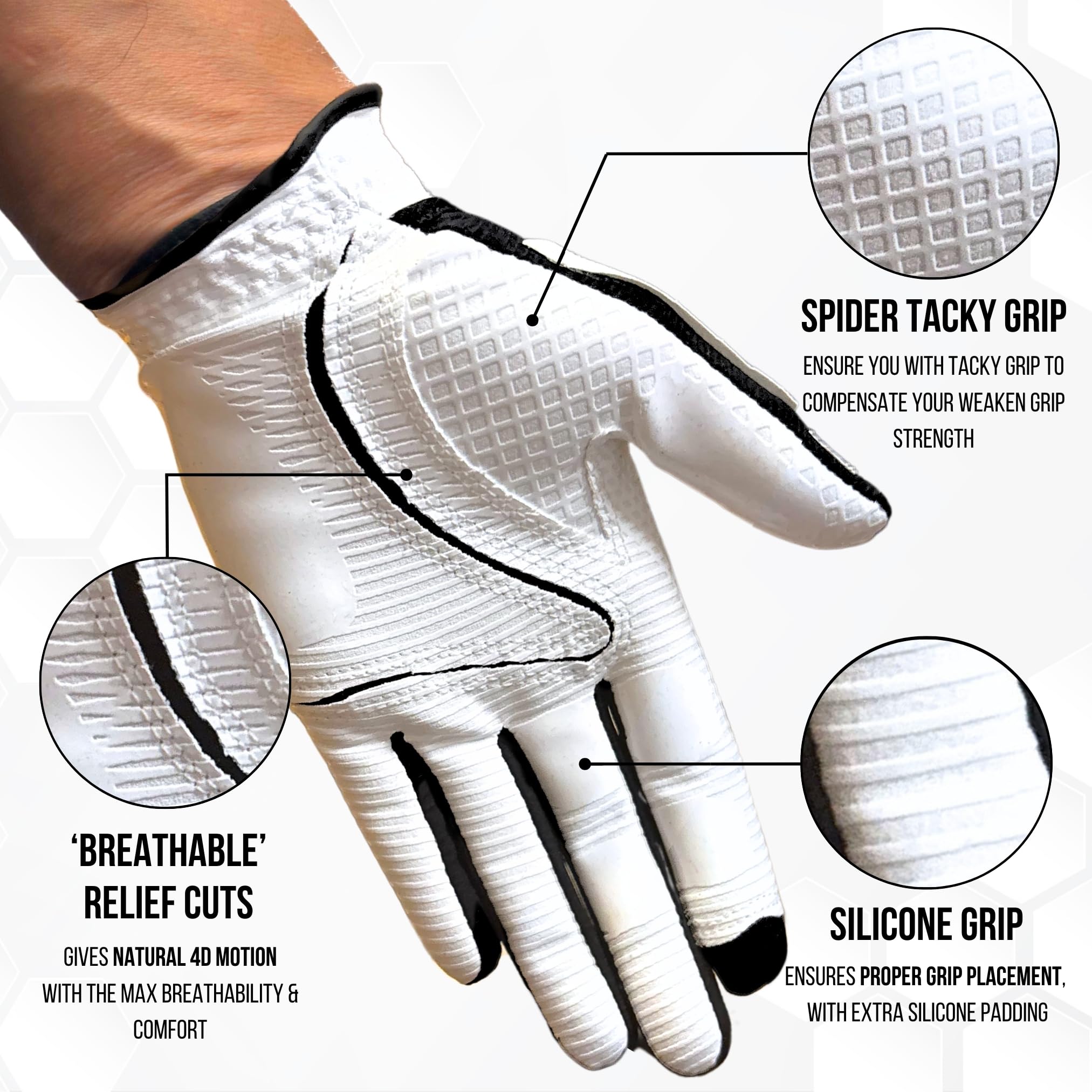 Copper Tech Mens Golf Gloves ~ 2-Pack ~ Copper-Infused ~ Worn On Right Hand For The Left-Handed Golfer One Size Fit Most