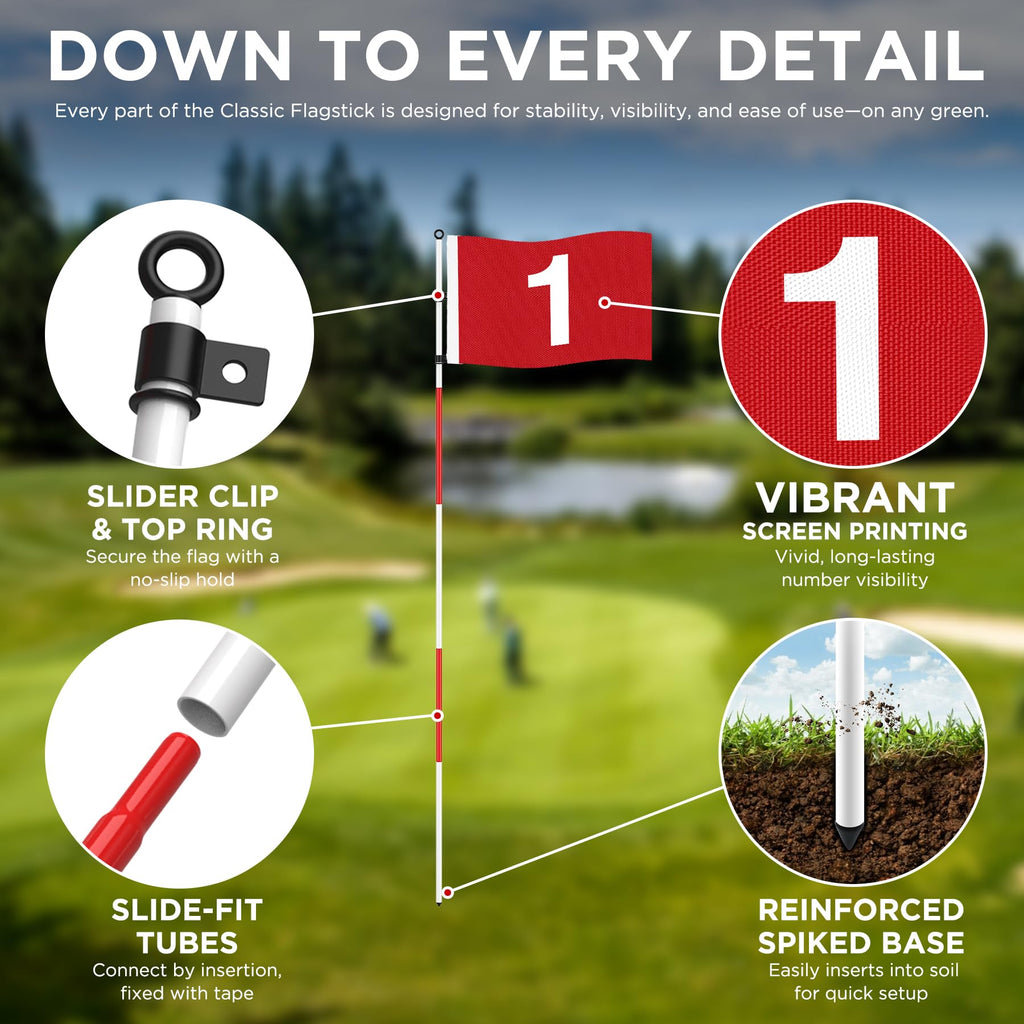 Kingtop Golf Pin Flags Basic, Practice Putting Green Flagstick Hole Cup Set, Golf Flag Stick For Driving Range  Backyard  Indoor